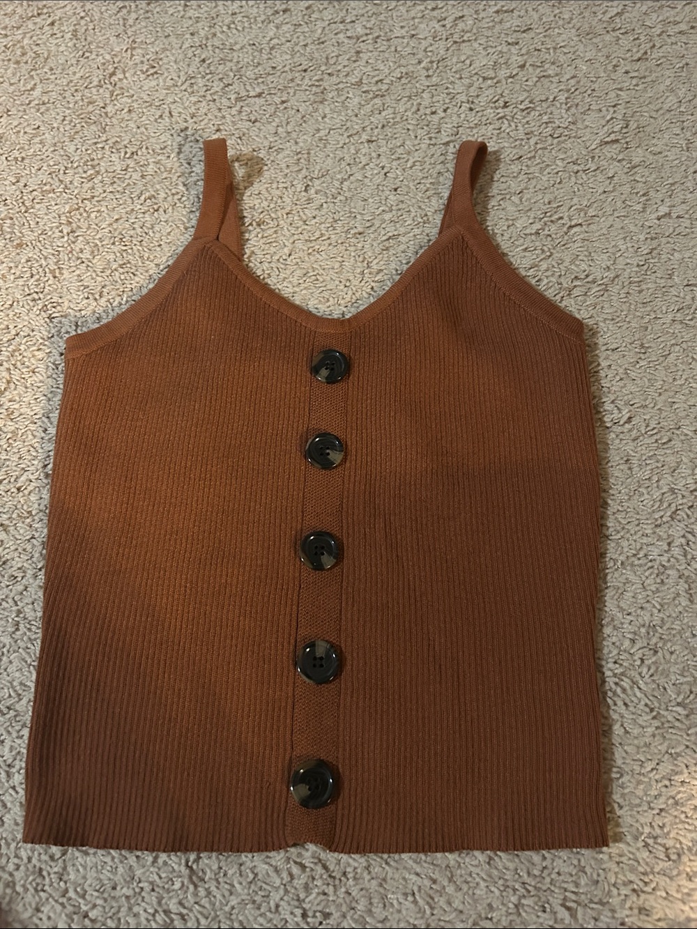 Almost Famous Rust Brown Ribbed Button-Front Cami